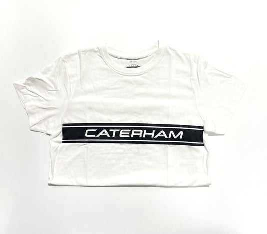 Caterham T-Shirt White Black Strip Logo