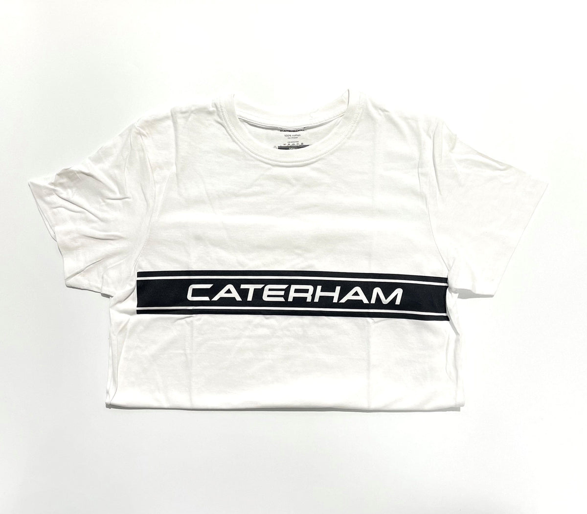 Caterham T-Shirt White Black Strip Logo
