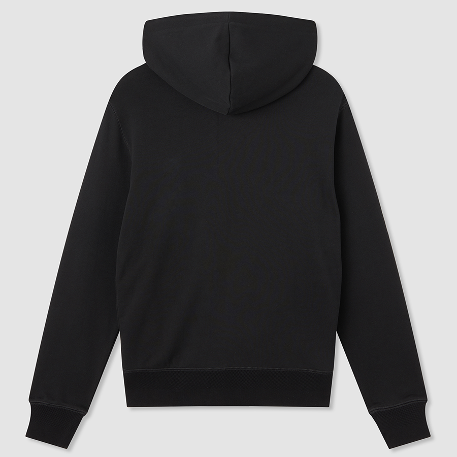 Black Mid Weight Zip-Through Cotton Hoodie