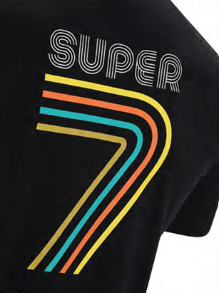 BLACK SHORT SLEEVE SUPER 7 T-SHIRT