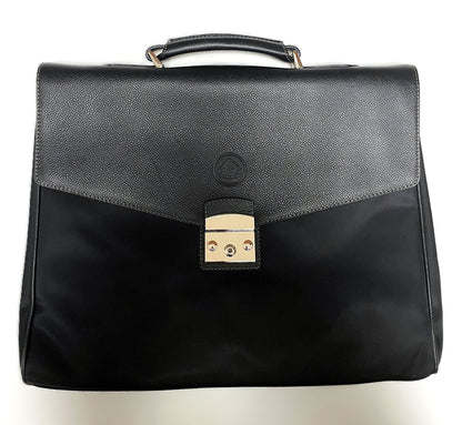 LEATHER BRIEFCASE - BLACK/BROWN