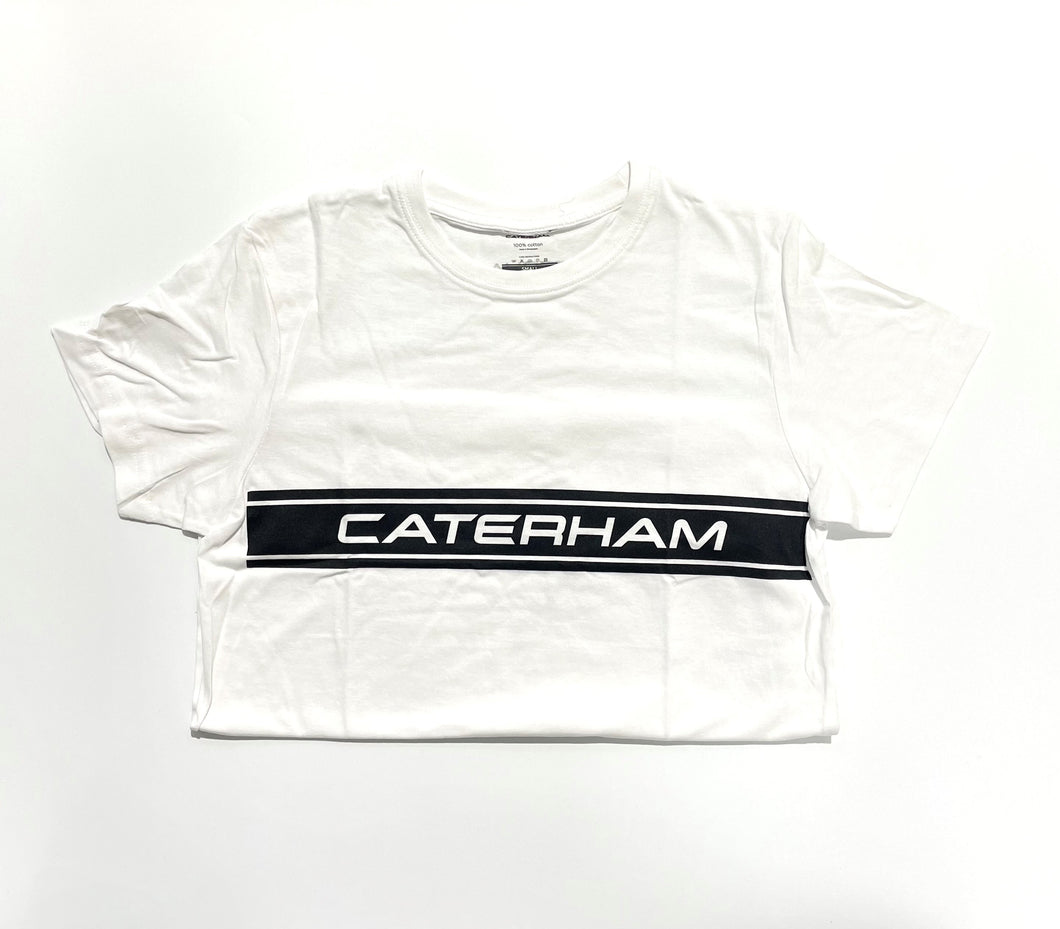 Caterham T-Shirt White Black Strip Logo