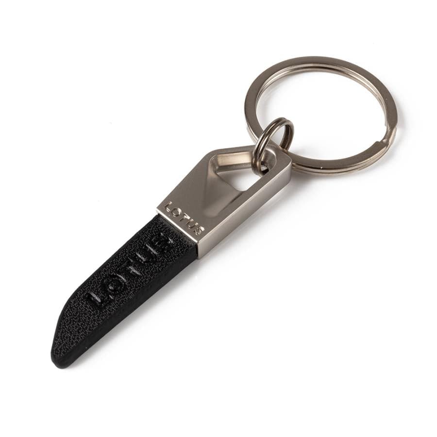 LEATHER TIPPED KEYRING - BLACK