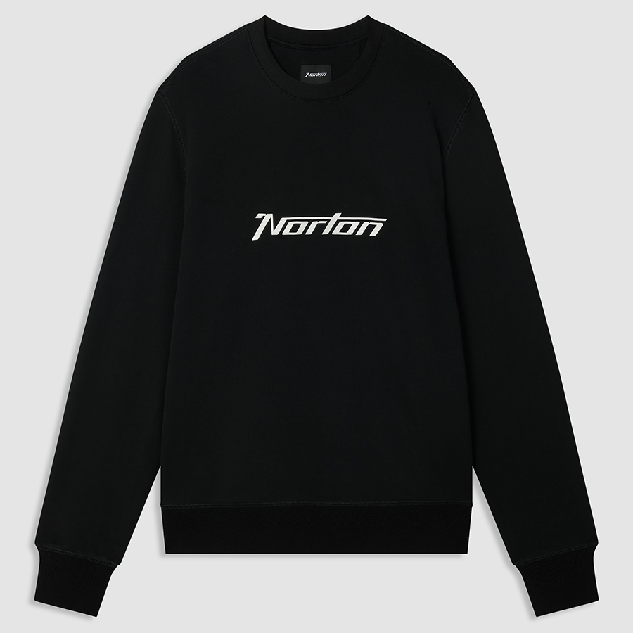 Black Mid Weight Sweatshirt With Printed Chest Logo