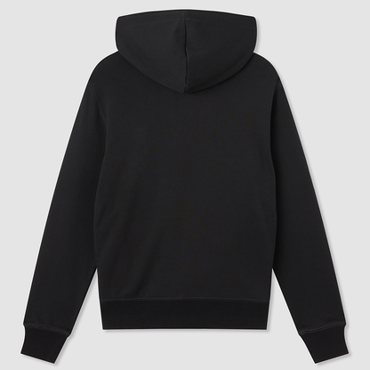 Black Mid Weight Zip-Through Cotton Hoodie