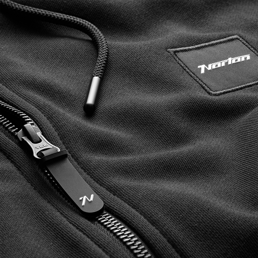 Black Mid Weight Zip-Through Cotton Hoodie