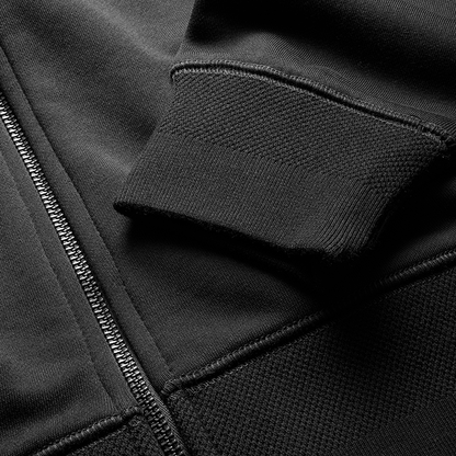 Black Mid Weight Zip-Through Cotton Hoodie
