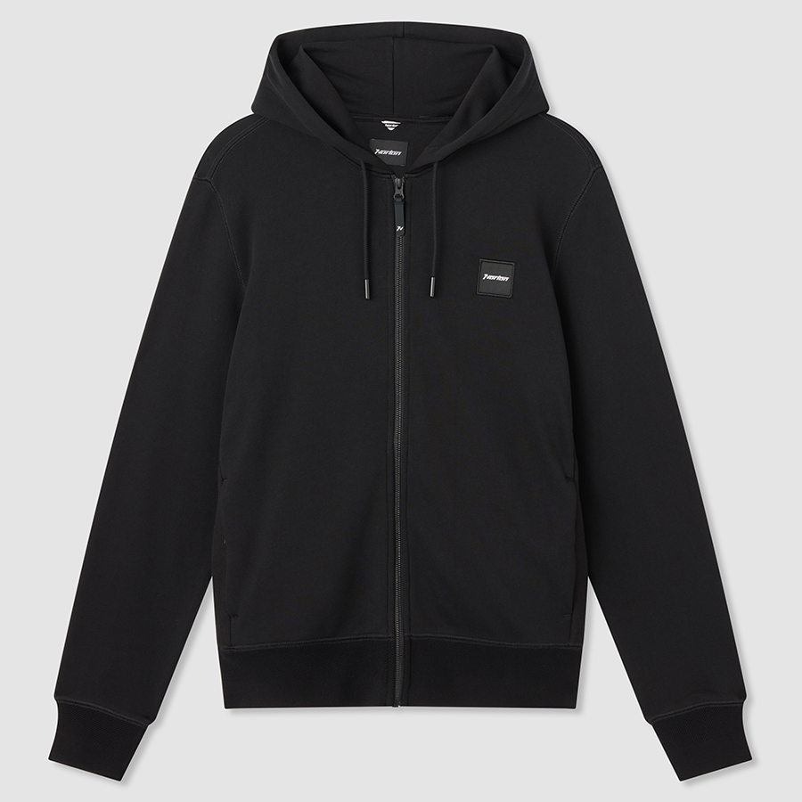 Black Mid Weight Zip-Through Cotton Hoodie