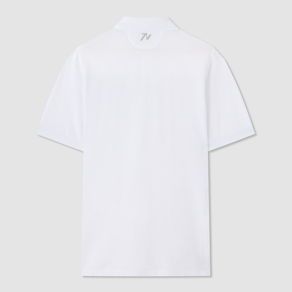 White Cotton Badge Polo Shirt