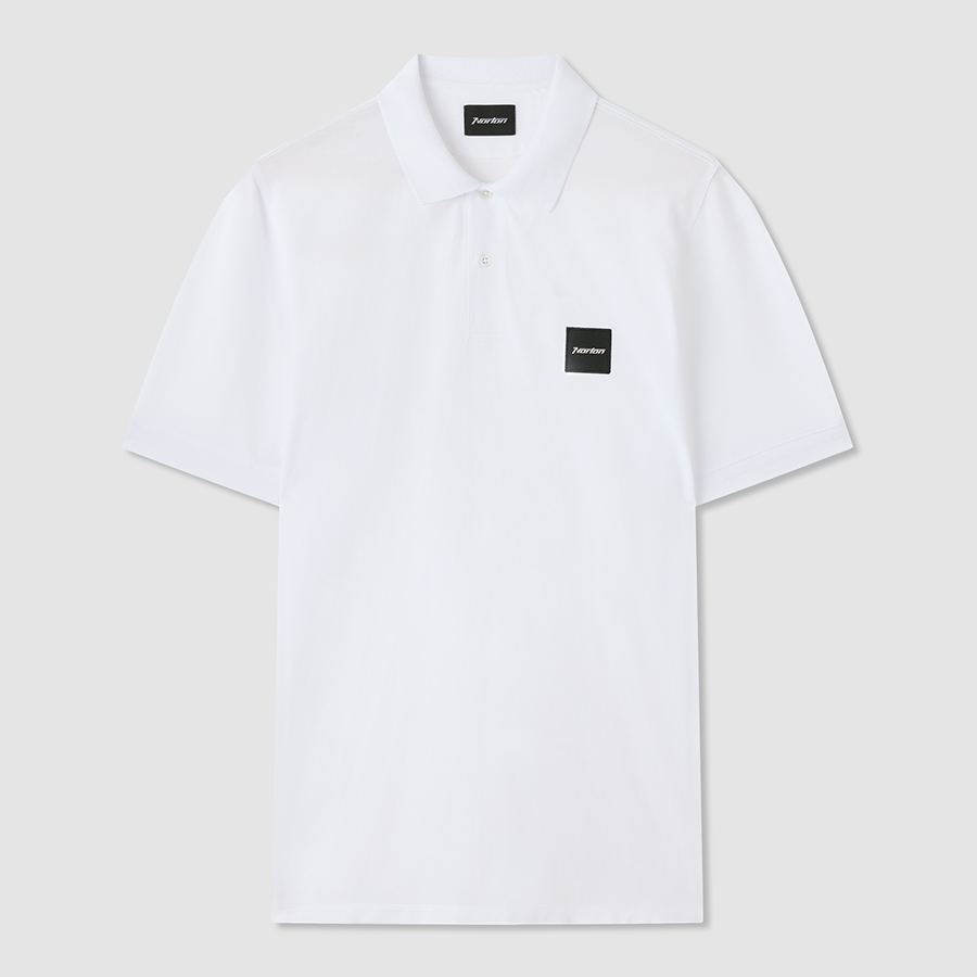 White Cotton Badge Polo Shirt