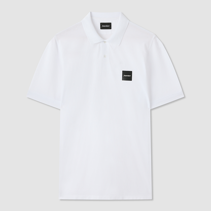 White Cotton Badge Polo Shirt