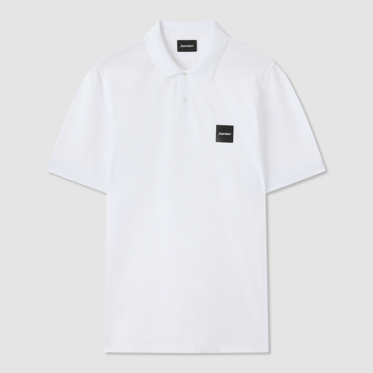 White Cotton Badge Polo Shirt