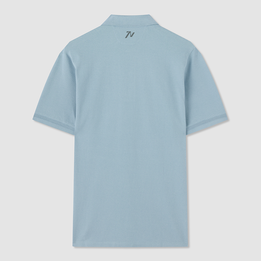 Blue Cotton Badge Polo Shirt