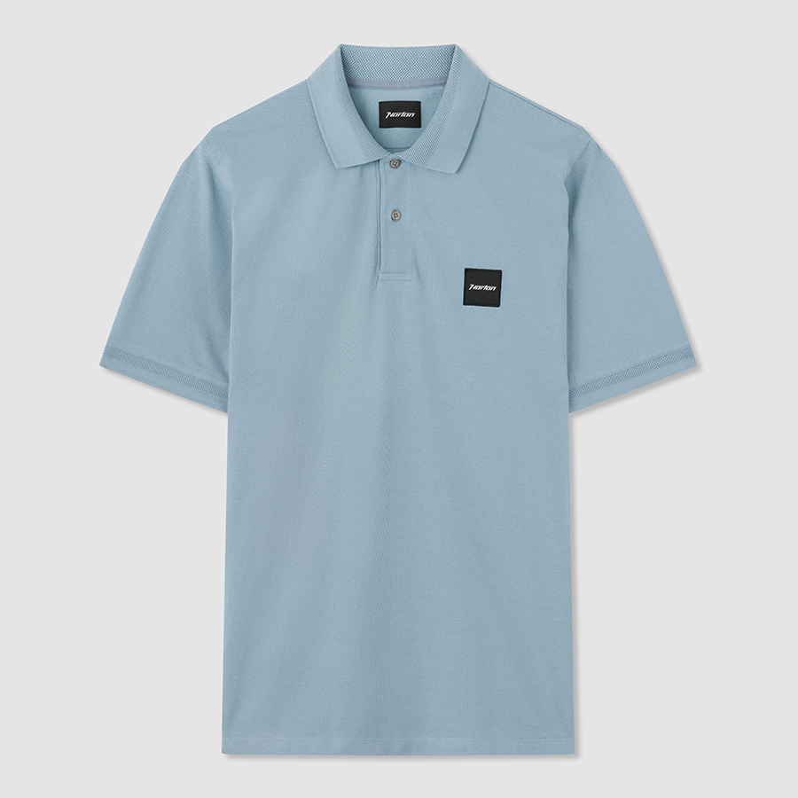Blue Cotton Badge Polo Shirt