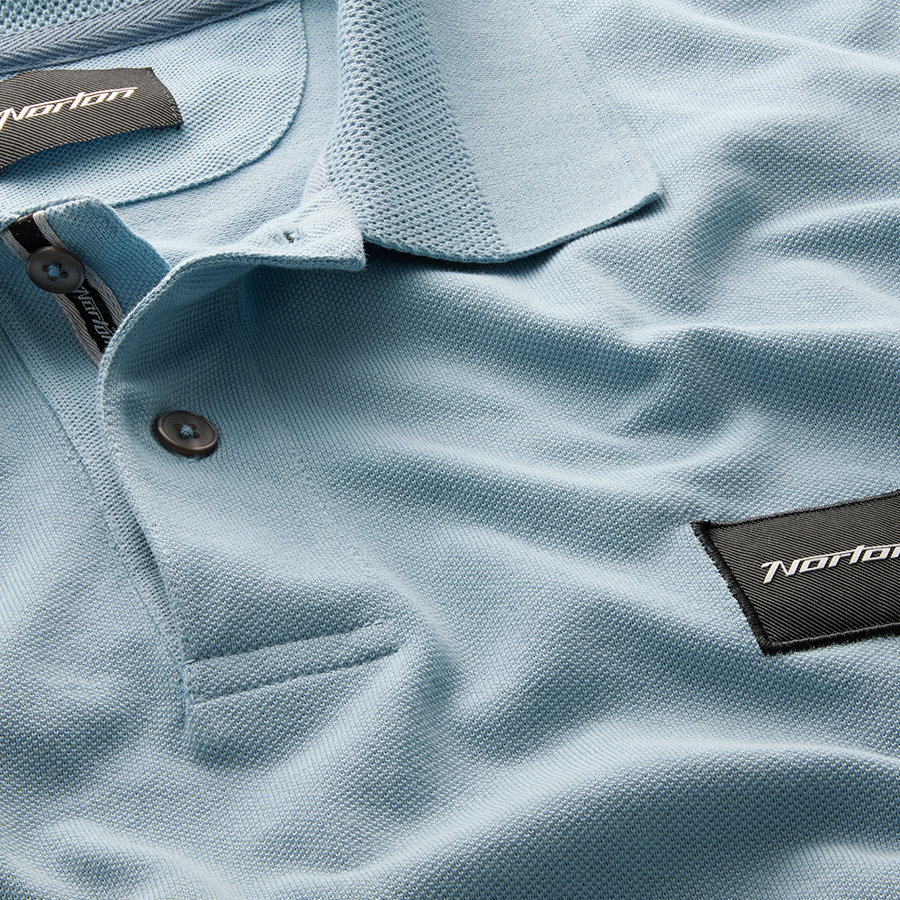 Blue Cotton Badge Polo Shirt