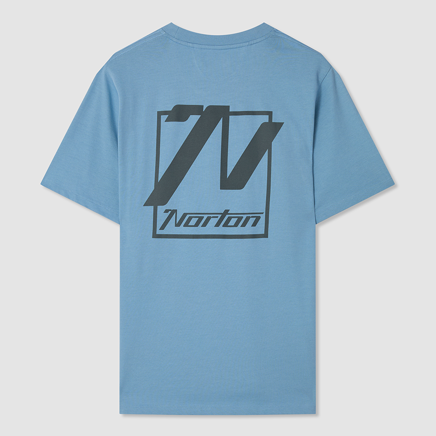 Blue Cotton T-Shirt with Printed Front & Back Logo