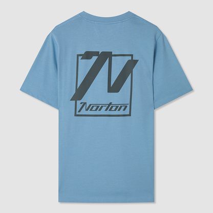 Blue Cotton T-Shirt with Printed Front & Back Logo