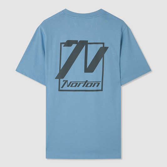 Blue Cotton T-Shirt with Printed Front & Back Logo