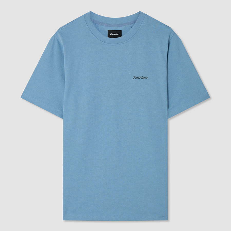 Blue Cotton T-Shirt with Printed Front & Back Logo