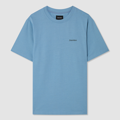 Blue Cotton T-Shirt with Printed Front & Back Logo