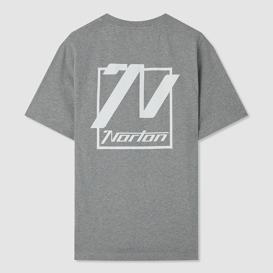 Grey Marl Cotton T-Shirt with Printed Front & Back Logo