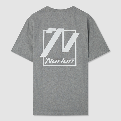 Grey Marl Cotton T-Shirt with Printed Front & Back Logo