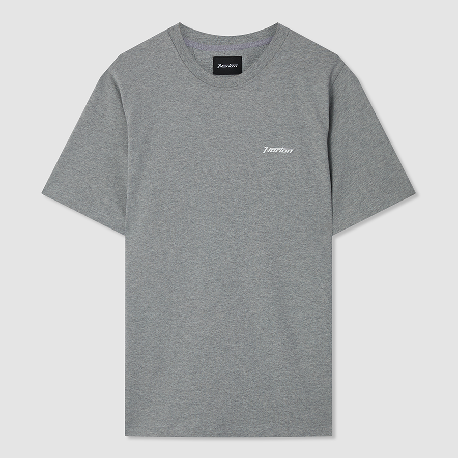 Grey Marl Cotton T-Shirt with Printed Front & Back Logo