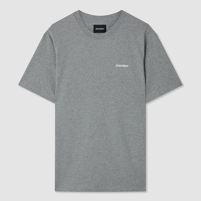 Grey Marl Cotton T-Shirt with Printed Front & Back Logo