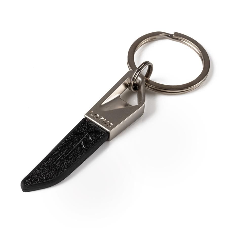 Lotus Leather Tipped Keyring Grey